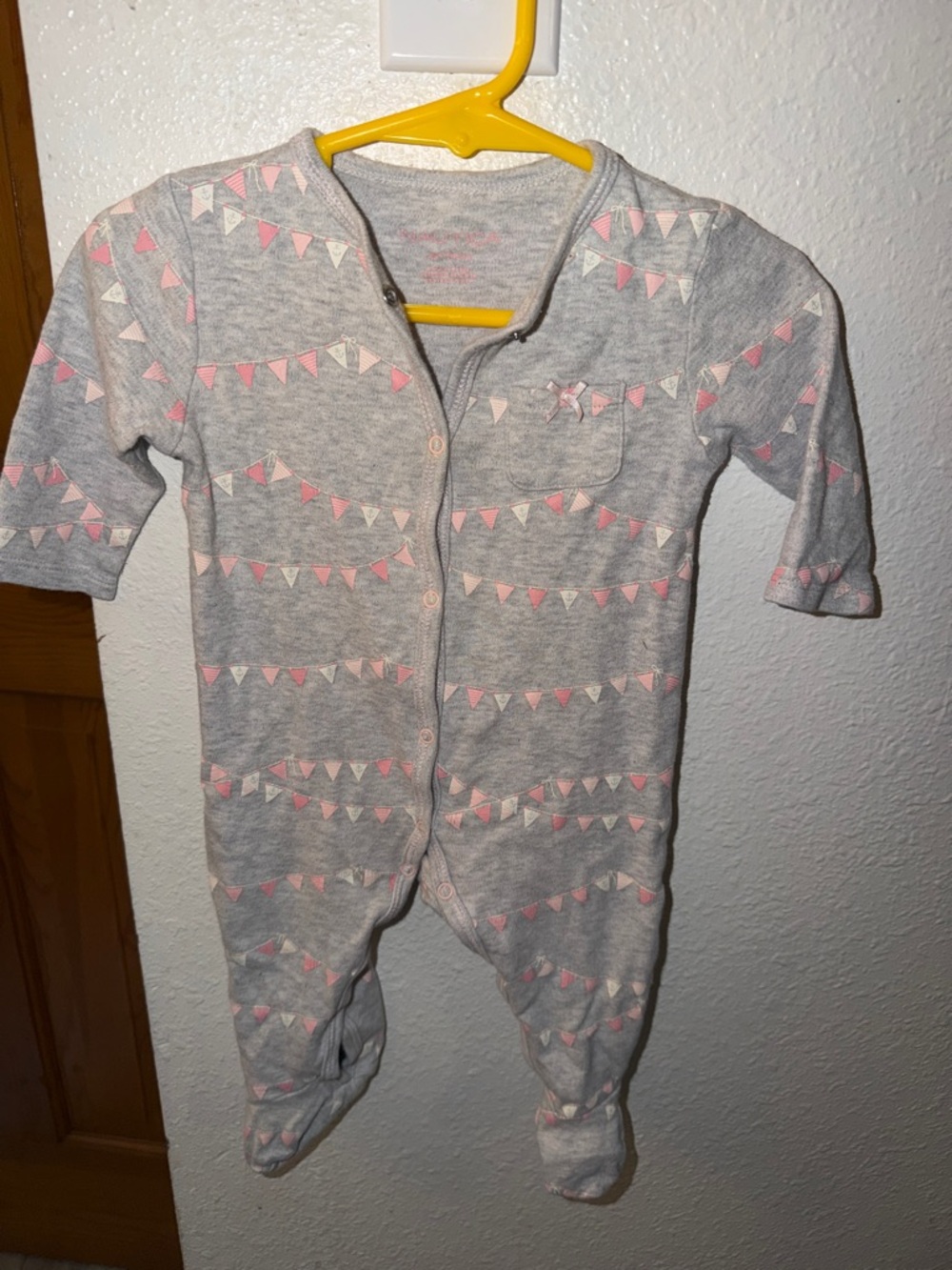 Nautica Gray Footed One-Piece with Pink Banner Print